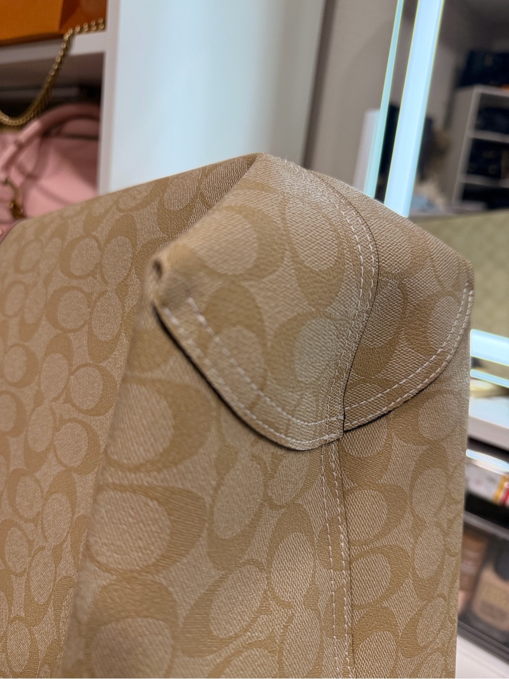 Coach Beige Canvas Tote with Pink Leather Trim - Picture 4 of 8